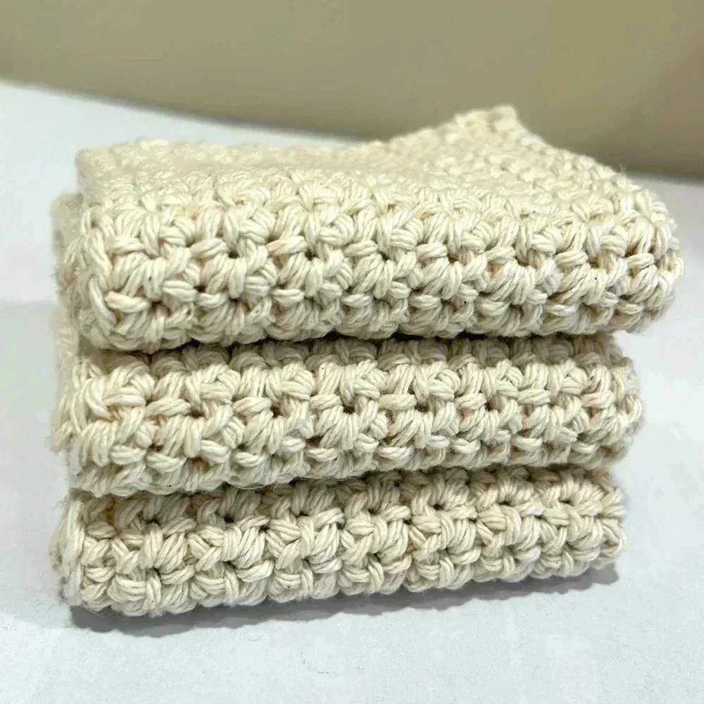 100% Cotton Handmade Washcloths - Set of 3